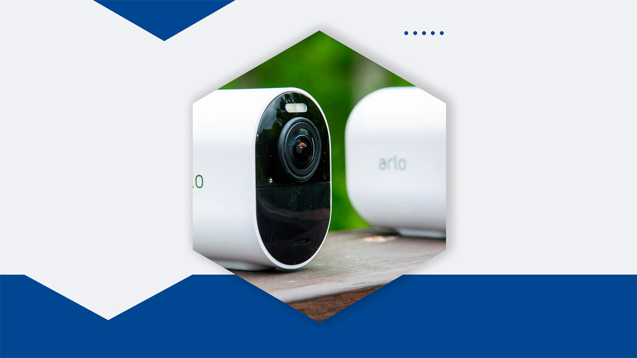 Arlo Ultra 2 camera mounted outside a house.