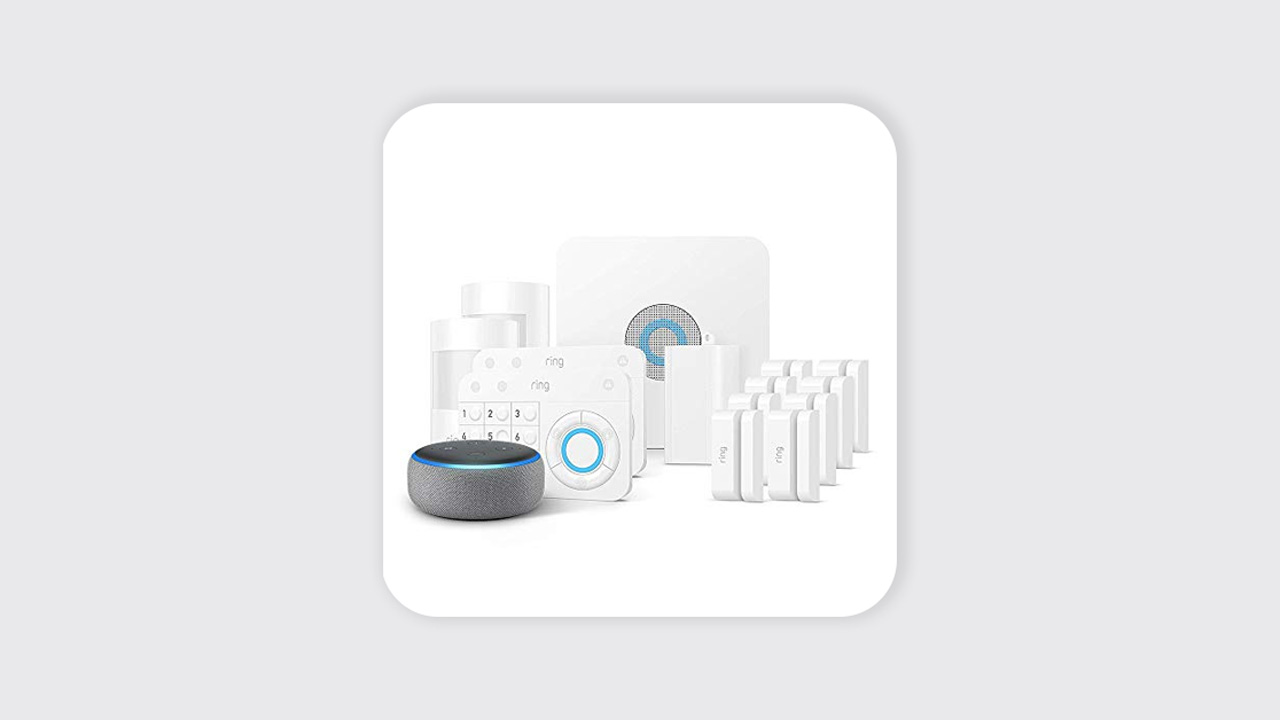 Ring Alarm Security Kit with Echo Dot bundle, providing home security control through voice and app integration