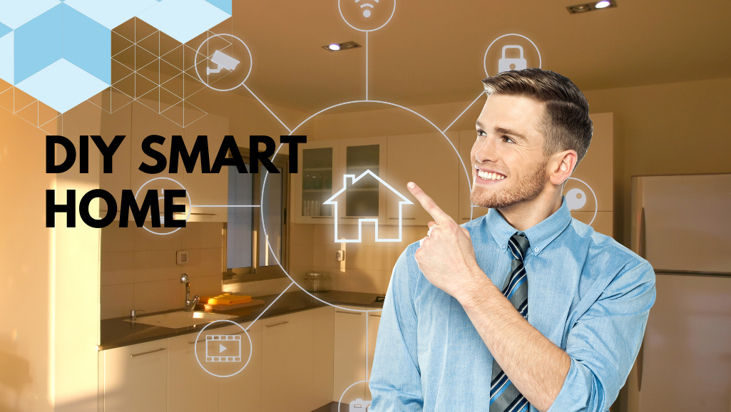 A homeowner installing a smart thermostat as part of a DIY smart home