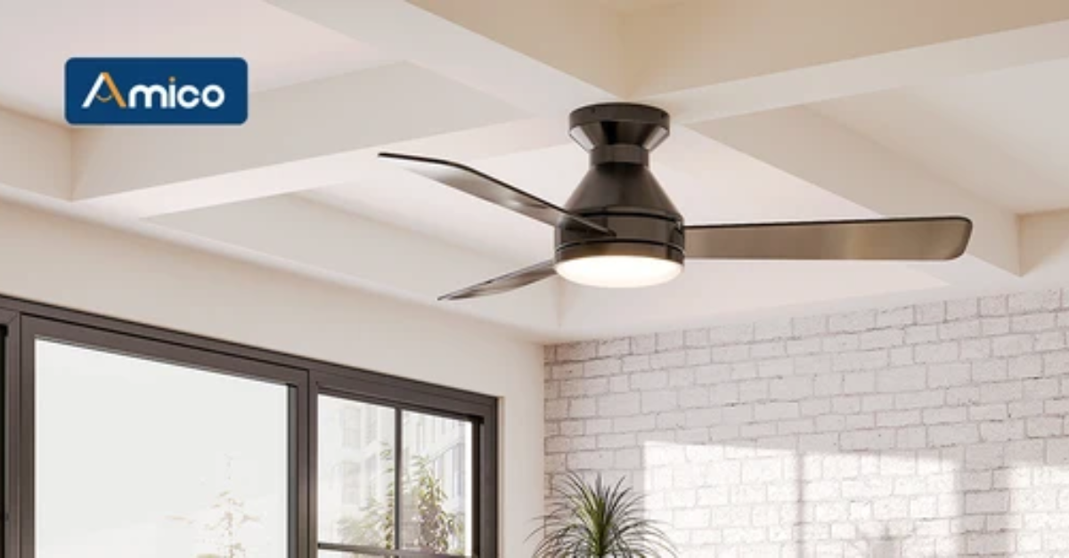 Amico 42-inch ceiling fan with lights in a modern living room