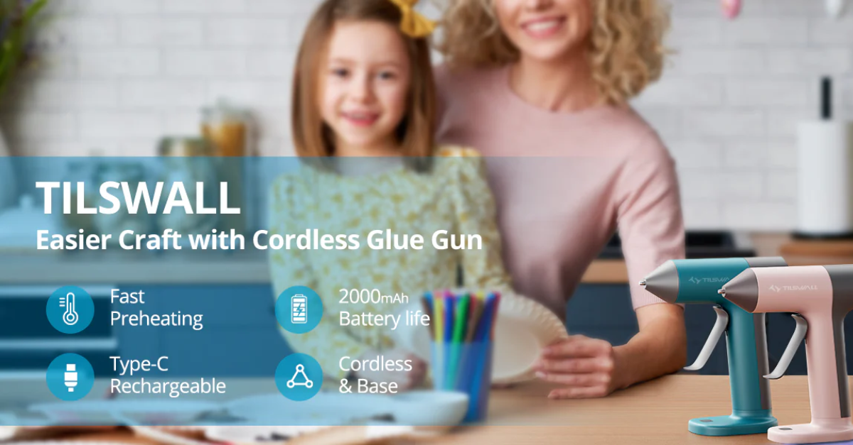 Tilswall cordless glue gun with crafting tools