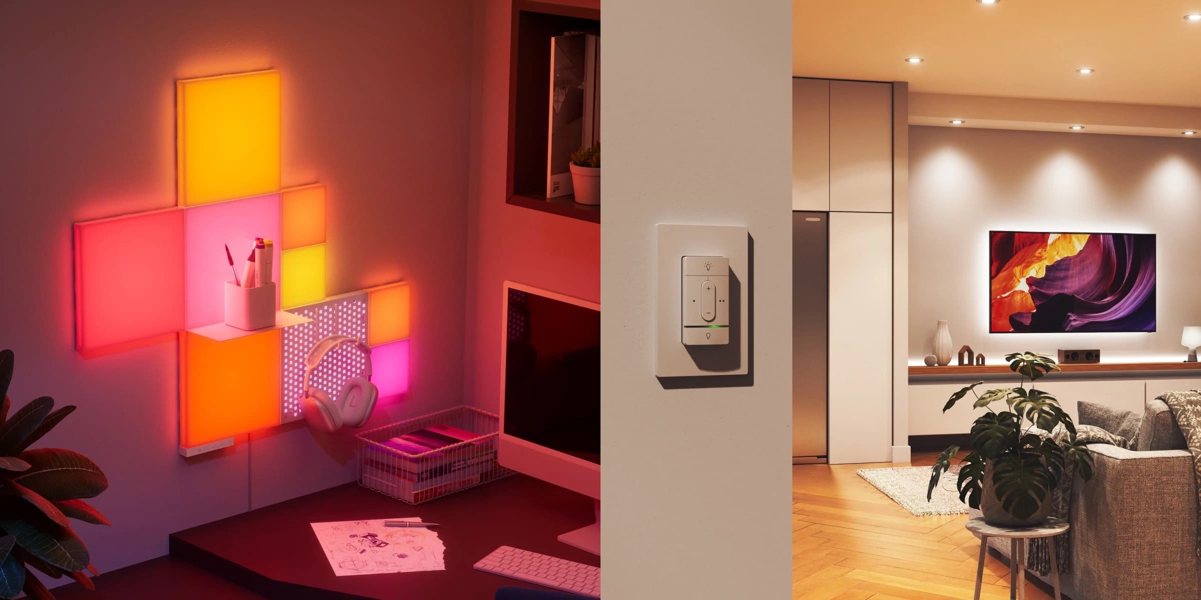 Modern smart living room with adaptive smart lighting systems