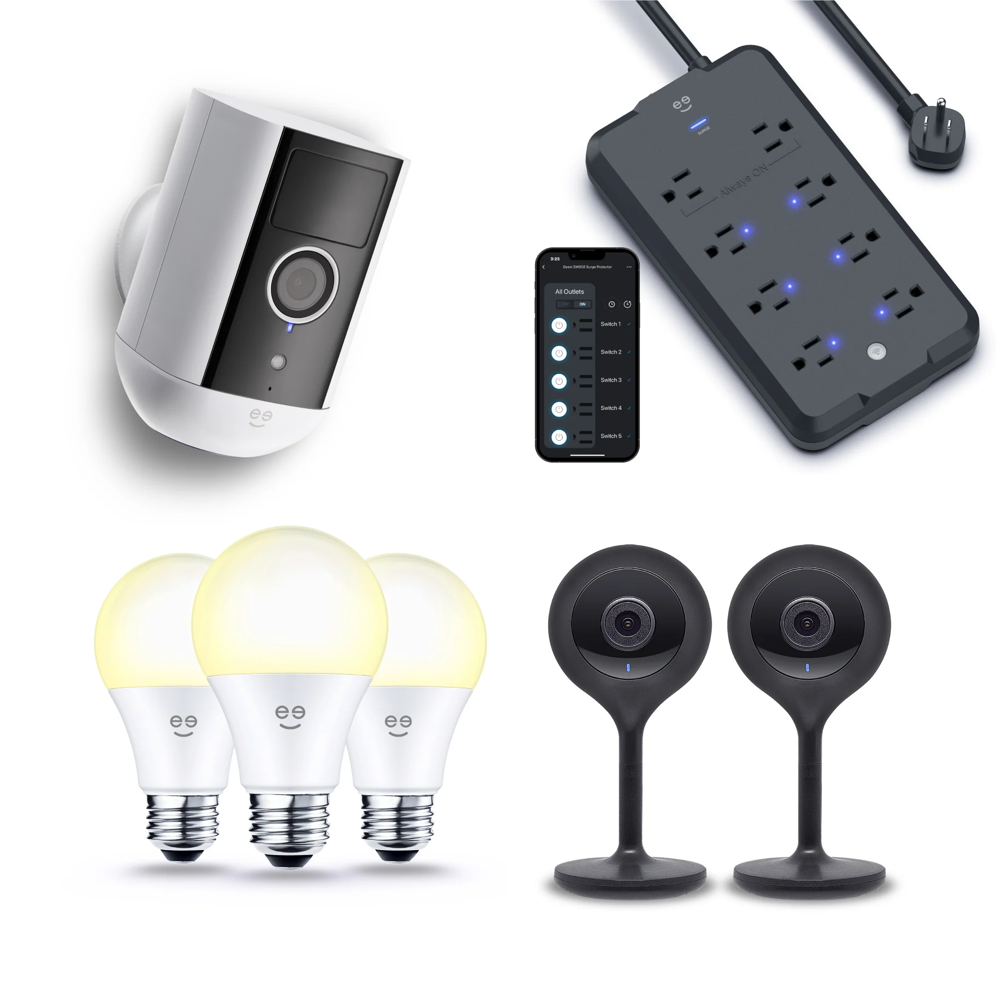 Example smart home starter kit with smart bulbs, plug, and hub