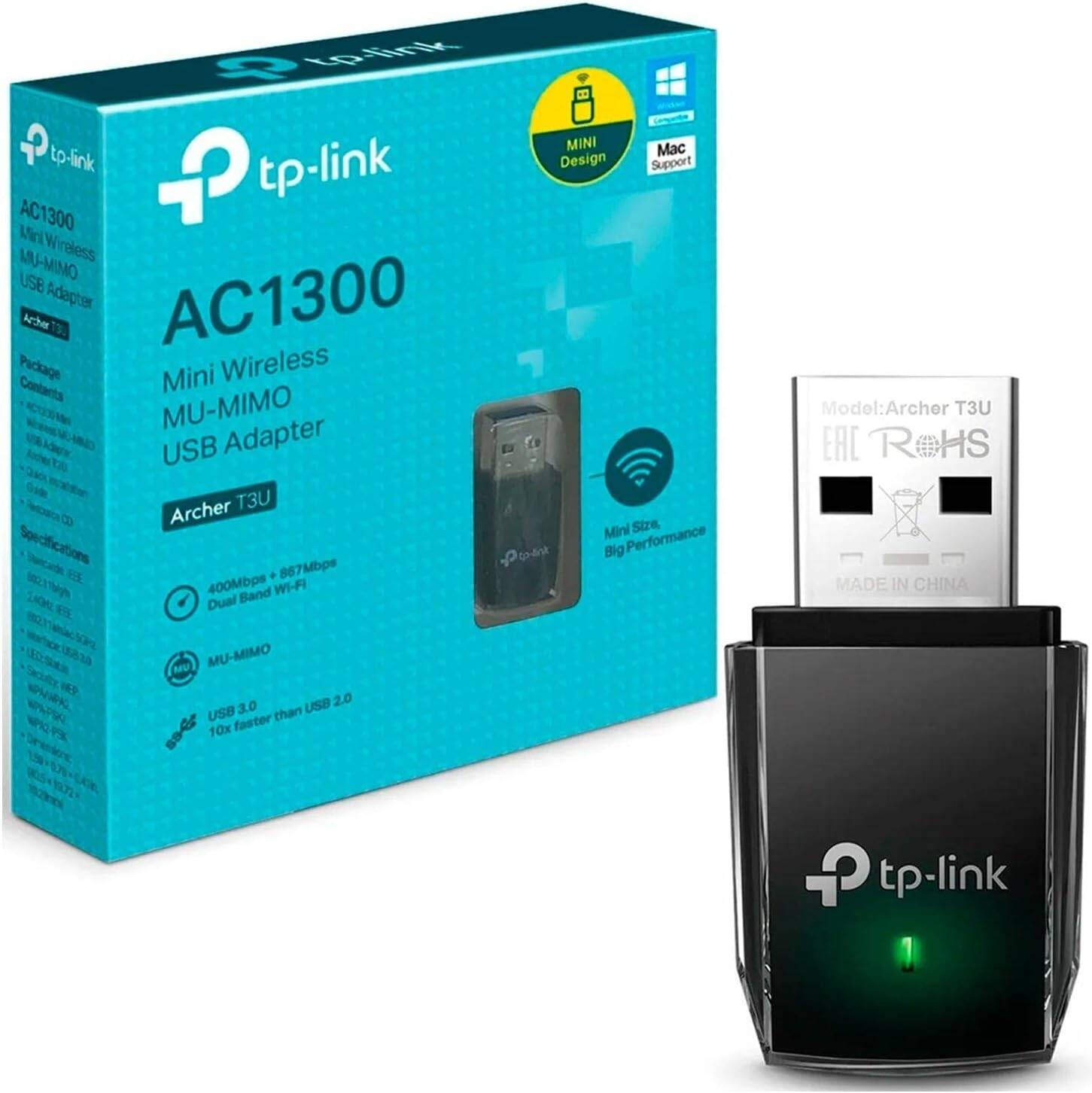 TP-Link AC1300 USB WiFi Adapter Archer T3U Dual Band for Desktop