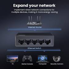 UGREEN 5 Port Gigabit Ethernet Switch – Fast Wired Network Splitter
