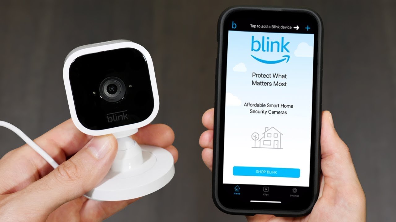 Blink Mini indoor smart security camera on shelf