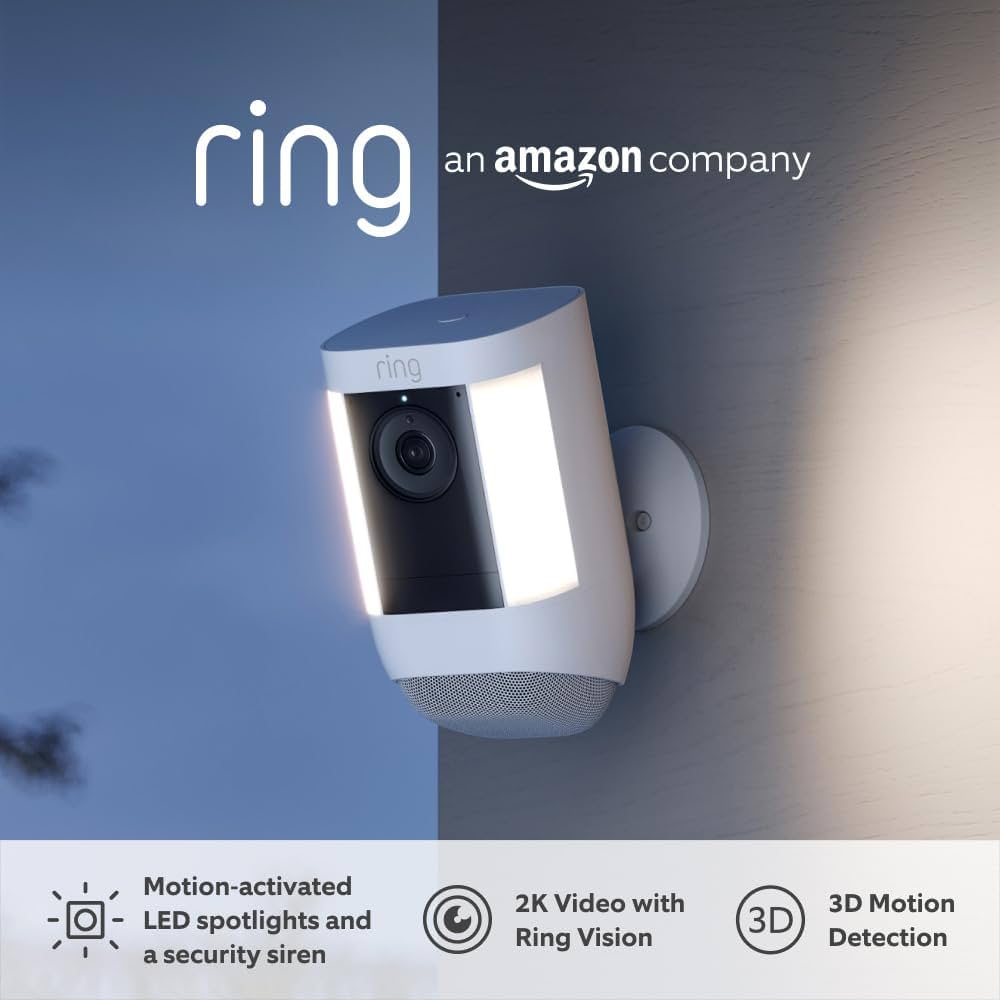 Ring Spotlight Cam Pro Battery with 3D Motion Detection and Color Night Vision