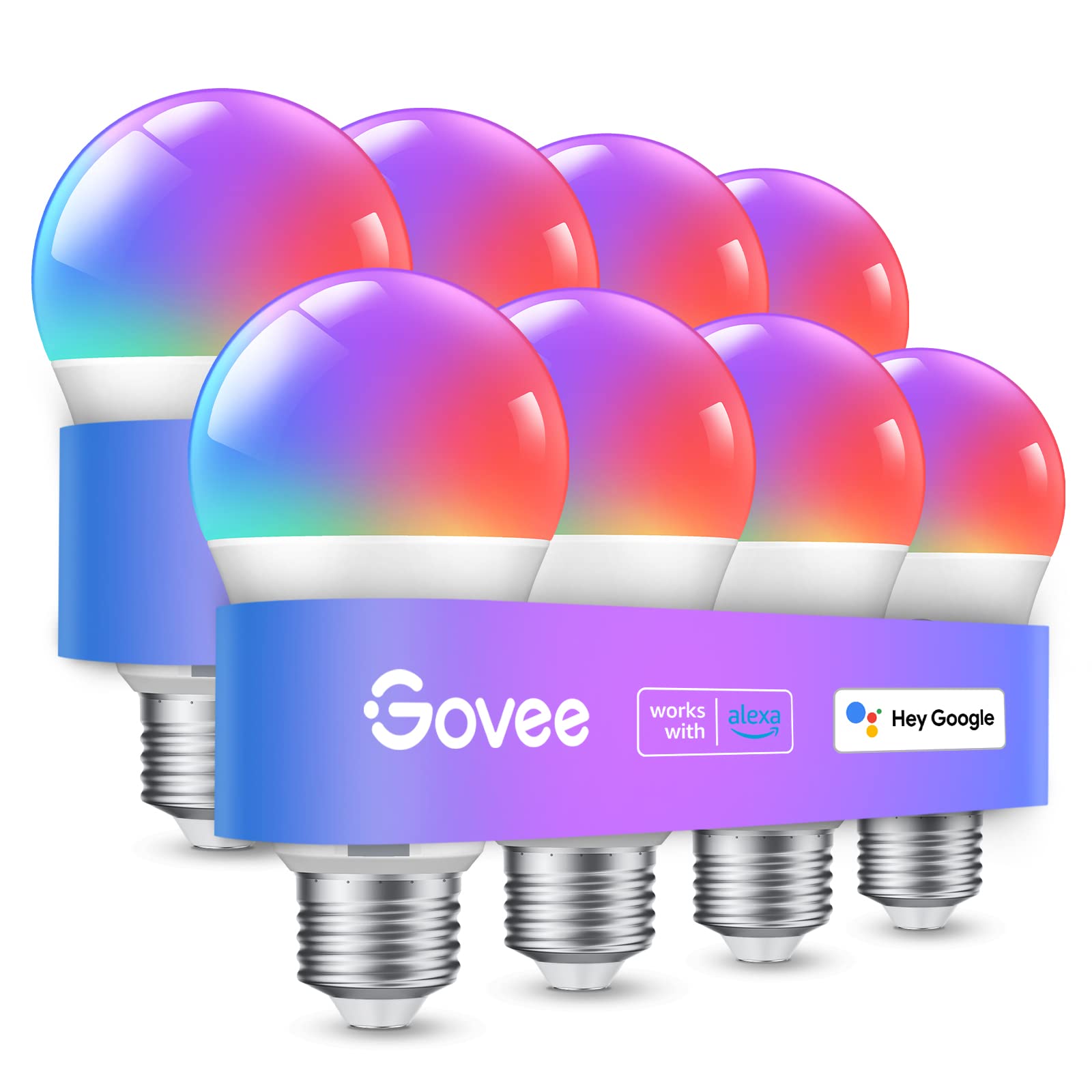 Govee Smart LED Light Bulbs 4 Pack, A19, Music Sync, 800 Lumens Govee Smart LED Bulbs