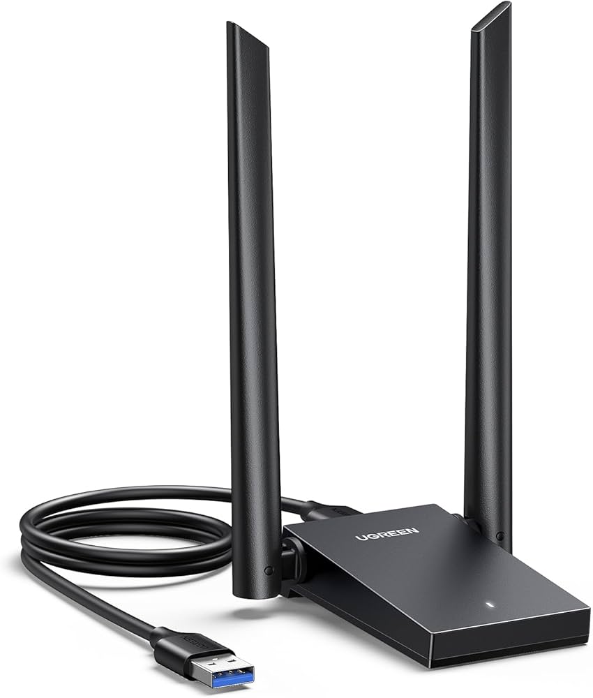 The UGREEN WiFi 6 Adapter plugged into a desktop PC, providing a fast wireless upgrade.