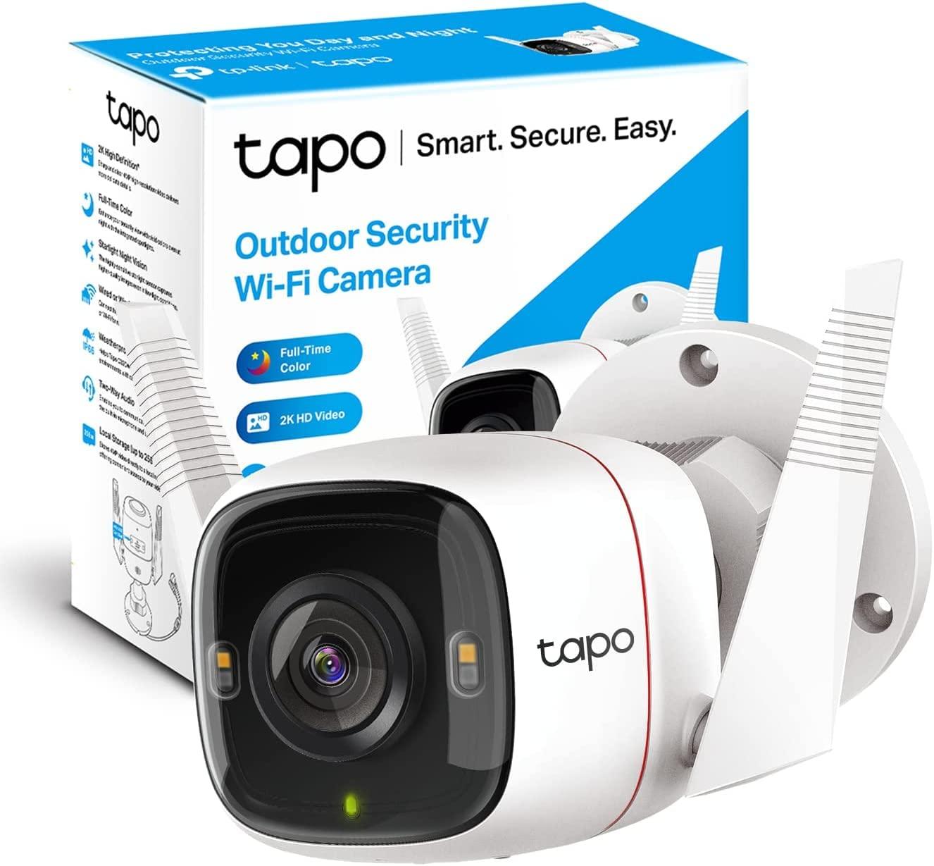 Tapo TP-Link 2K QHD Security Camera with dual spotlights and AI detection.