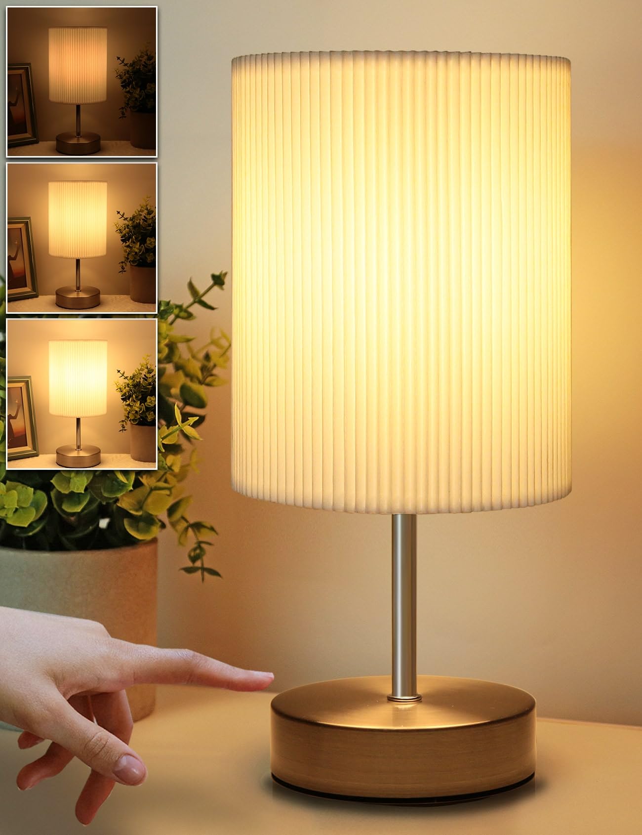Touch Bedside Table LED Lamp with 3-way dimmable and multi-color settings