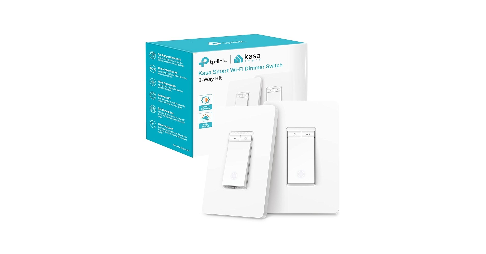 Kasa Smart 3-Way Dimmer Switch Kit with companion switch.