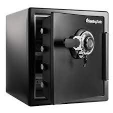 SentrySafe Black Fireproof and Waterproof Safe protecting valuables