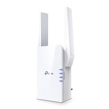 TP-Link RE515X WiFi 6 AX1500 Range Extender shown plugged into a wall outlet.