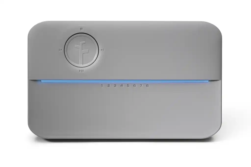 Rachio 3e 8-Zone Smart Sprinkler Controller mounted on wall